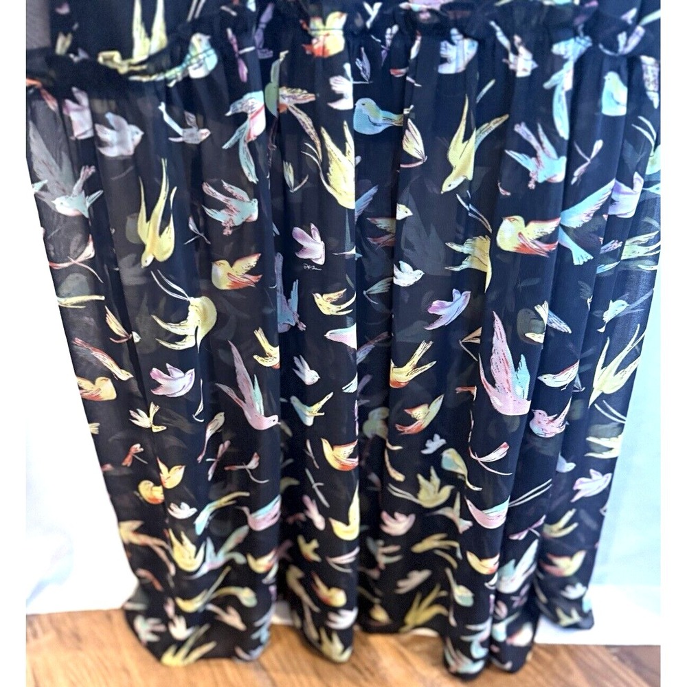 Chelsea & Violet Bird Print Halter Maxi Dress Size L Tiered Flowy Vacation NWT - Picture 9 of 14
